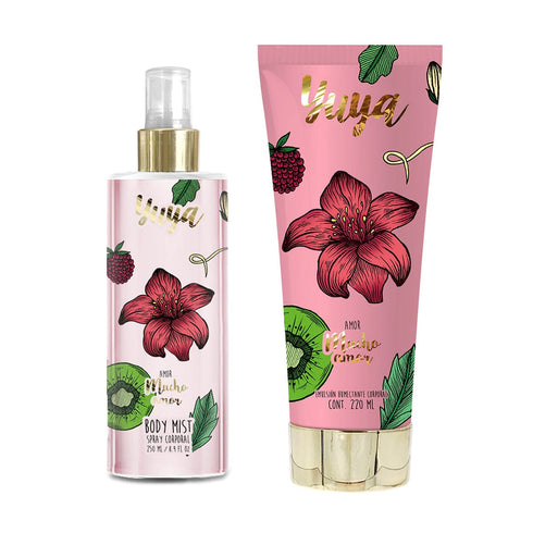 Set body mist y emulsión corporal Yuya - "Amor Mucho Amor" body mist y crema Yuya