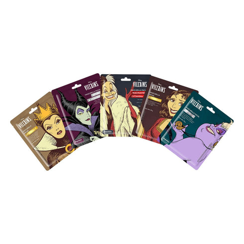 Set de 5 mascarillas Villanas Variadas 1 Retinol (Vitamin A) 1 Vitamin C 1 Niacinamida (Vitamin B3) 1 Peptide 1 Ceramide Mascarilla Disney