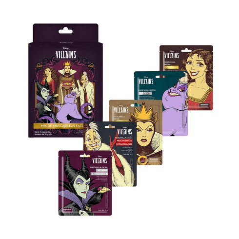 Set de 5 mascarillas Villanas Variadas 1 Retinol (Vitamin A) 1 Vitamin C 1 Niacinamida (Vitamin B3) 1 Peptide 1 Ceramide Mascarilla Disney