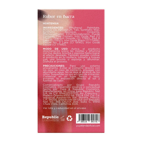Rubor en Barra Yuya "Hortensia" Rubor Yuya