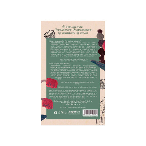 Set Máscara de Pestañas “10 Aceites Naturales” Negra + Labial “Maleza” Set de maquillaje Yuya