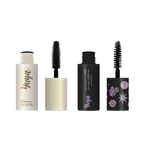 Set edición especial versión mini: Máscara de pestañas 10 aceites naturales negra + gel de cejas Mascara de pestañas Yuya