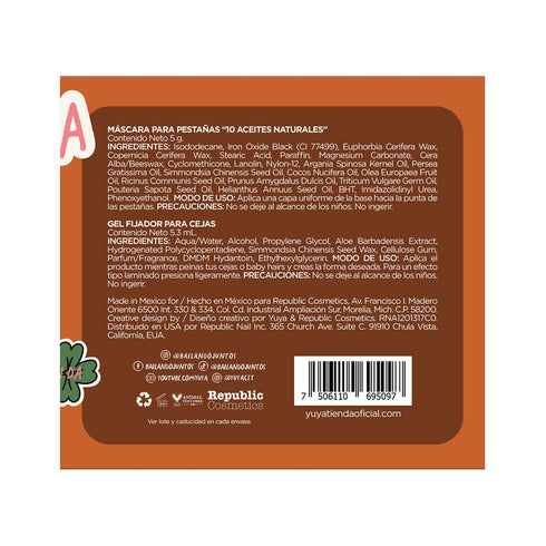Set edición especial versión mini: Máscara de pestañas 10 aceites naturales negra + gel de cejas Mascara de pestañas Yuya