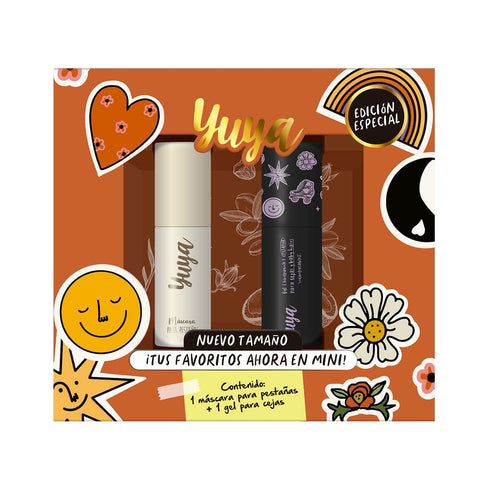 Set edición especial versión mini: Máscara de pestañas 10 aceites naturales negra + gel de cejas Mascara de pestañas Yuya