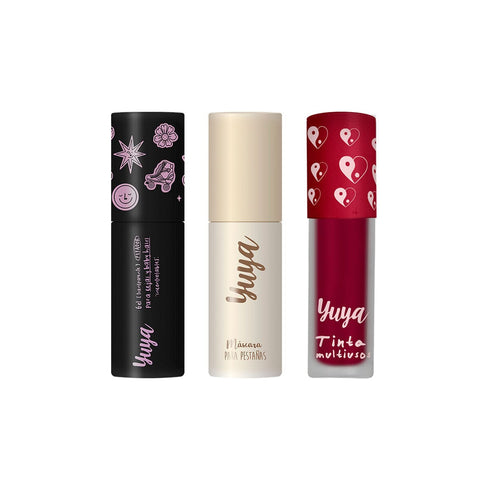 Set edición especial versión mini: Máscara de pestañas 10 aceites naturales negra + gel de cejas + Tinta Ying Yang Set de maquillaje Yuya