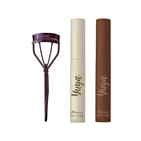 Set Enchinador Borgoña + 1 Máscara de Pestañas “10 Aceites Naturales” Café + 1 Máscara de Pestañas “10 Aceites Naturales” Negra Set de maquillaje Yuya