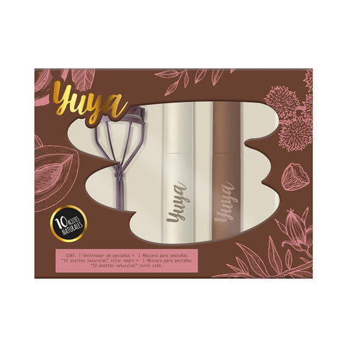 Set Enchinador Borgoña + 1 Máscara de Pestañas “10 Aceites Naturales” Café + 1 Máscara de Pestañas “10 Aceites Naturales” Negra Set de maquillaje Yuya