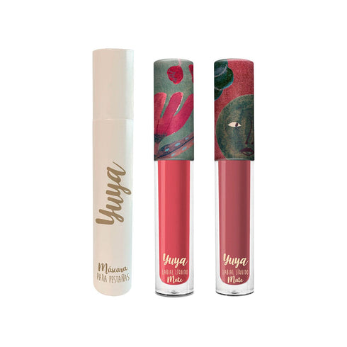 Set Máscara de Pestañas “10 Aceites Naturales” Negra + Labial “Maleza” + Labial “Cometa” Set de maquillaje Yuya