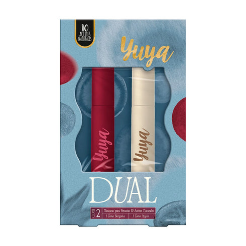 Dual - Máscara 10 Aceites Esenciales Negra+ Máscara 10 Aceites Borgoña Mascara para Pestañas Yuya