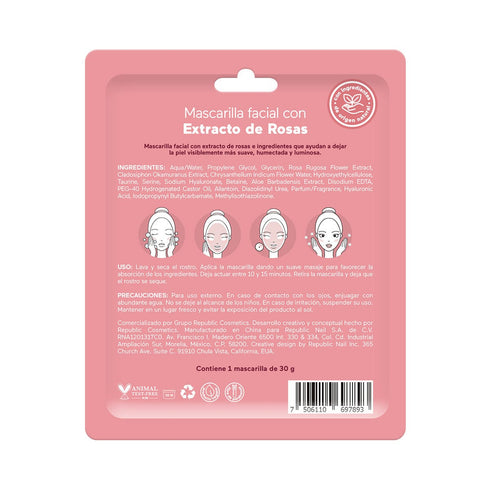 Mascarilla facial "Con extracto de rosas" - glam! by Republic Mascarilla Glam