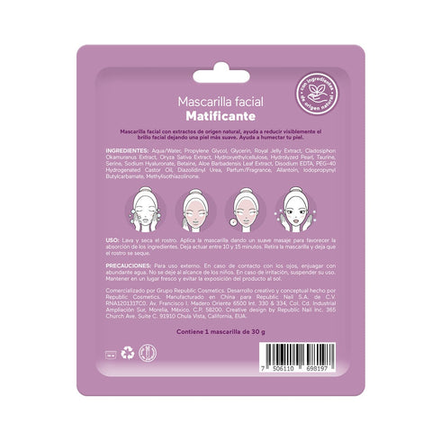 Mascarilla Facial "Matificante" - glam! by Republic Mascarilla Glam