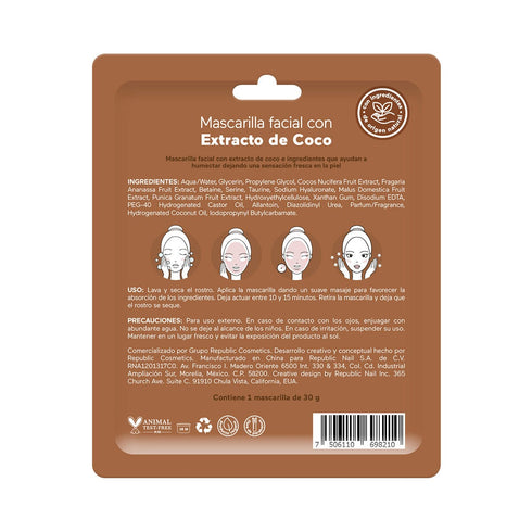 Mascarilla Facial "Extracto de Coco" - glam! by Republic Mascarilla Glam