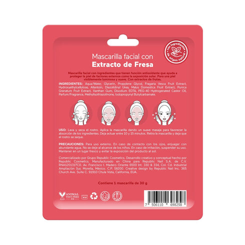 Mascarilla facial "Con extracto de fresa" - glam! by Republic Mascarilla Glam