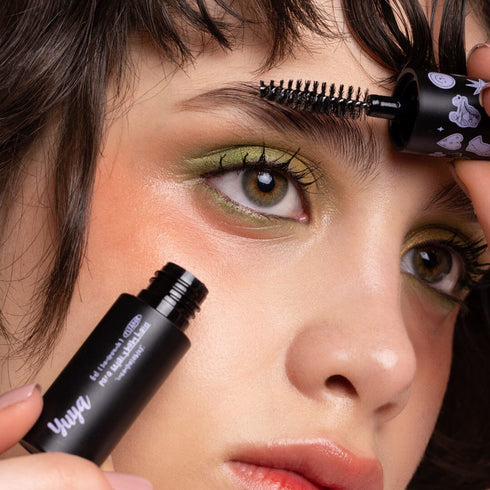 Set edición especial versión mini: Máscara de pestañas 10 aceites naturales negra + gel de cejas Set de maquillaje Yuya