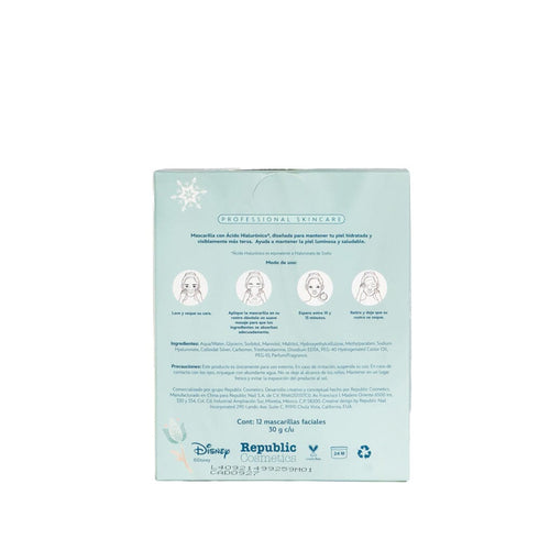 Pack con 12 Beauty Mask Disney Elsa - Acido Hialuronico Mascarilla REPUBLIC COSMETICS