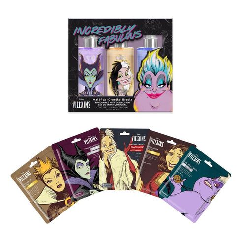 Set de Fragance Mist Villanas Multipersonaje (con 3 piezas) + Set de 5 mascarillas Villanas Variadas Set de skincare Disney