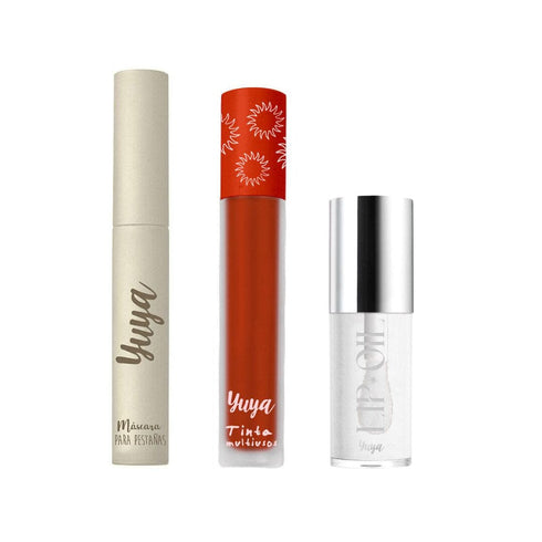 Máscara de pestañas "10 aceites naturales" + Tinta Multiusos Soledad + Lip Oil Prisma Set de maquillaje Yuya