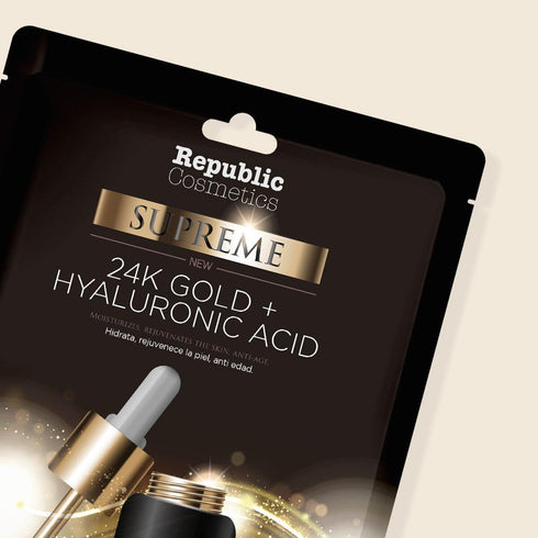 Mascarilla 24K gold + Ácido Hialurónico Republic Cosmetics Mascarilla Republic Cosmetics