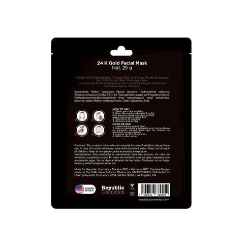 Mascarilla 24K gold + Ácido Hialurónico Republic Cosmetics Mascarilla Republic Cosmetics