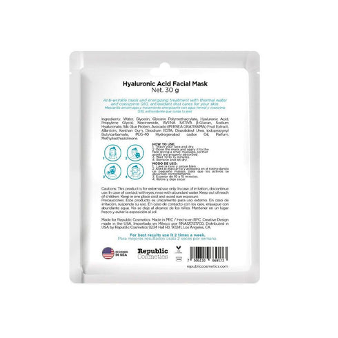 Mascarilla ácido hialurónico y Q10 Republic Cosmetics Mascarilla Republic Cosmetics