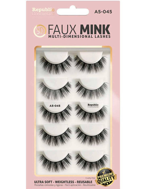 Republic Cosmetics 3D FAUX MINK Caja con 5 pares Modelo A5-045 Republic Cosmetics